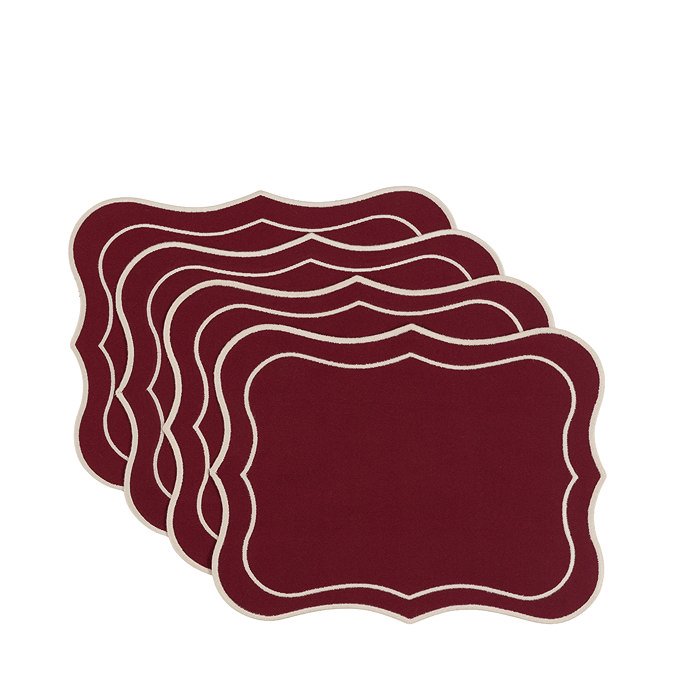 Elora set of 4 Scallop Placemats in merlot