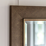 close up on top corner of bronze learner mirror