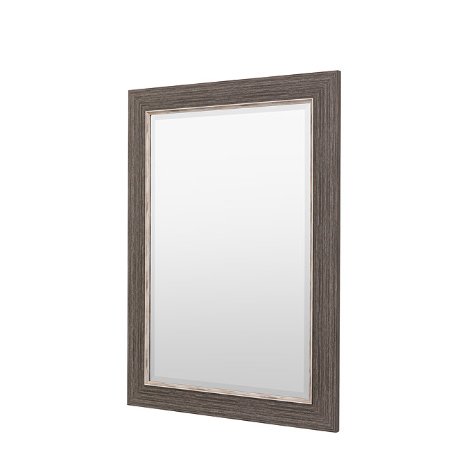 cut out image of pewter grey rectangular wall mirror