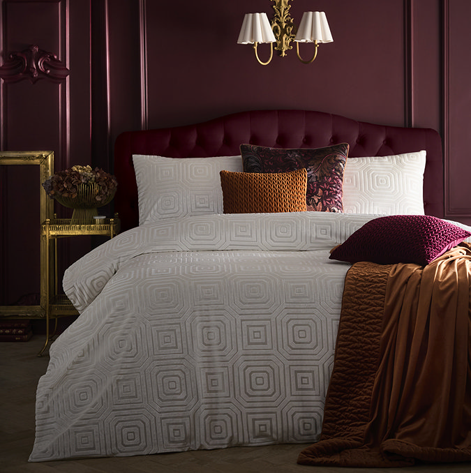 Emile Duvet Cover Set in cream on bed image 4