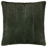 pine green faux fur square cushion cut out on white background