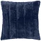 navy blue faux fur square cushion cut out on white background