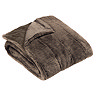 taupe brown faux fur throw folded into a square, cut out image on white background