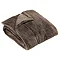 taupe brown faux fur throw folded into a square, cut out image on a white background