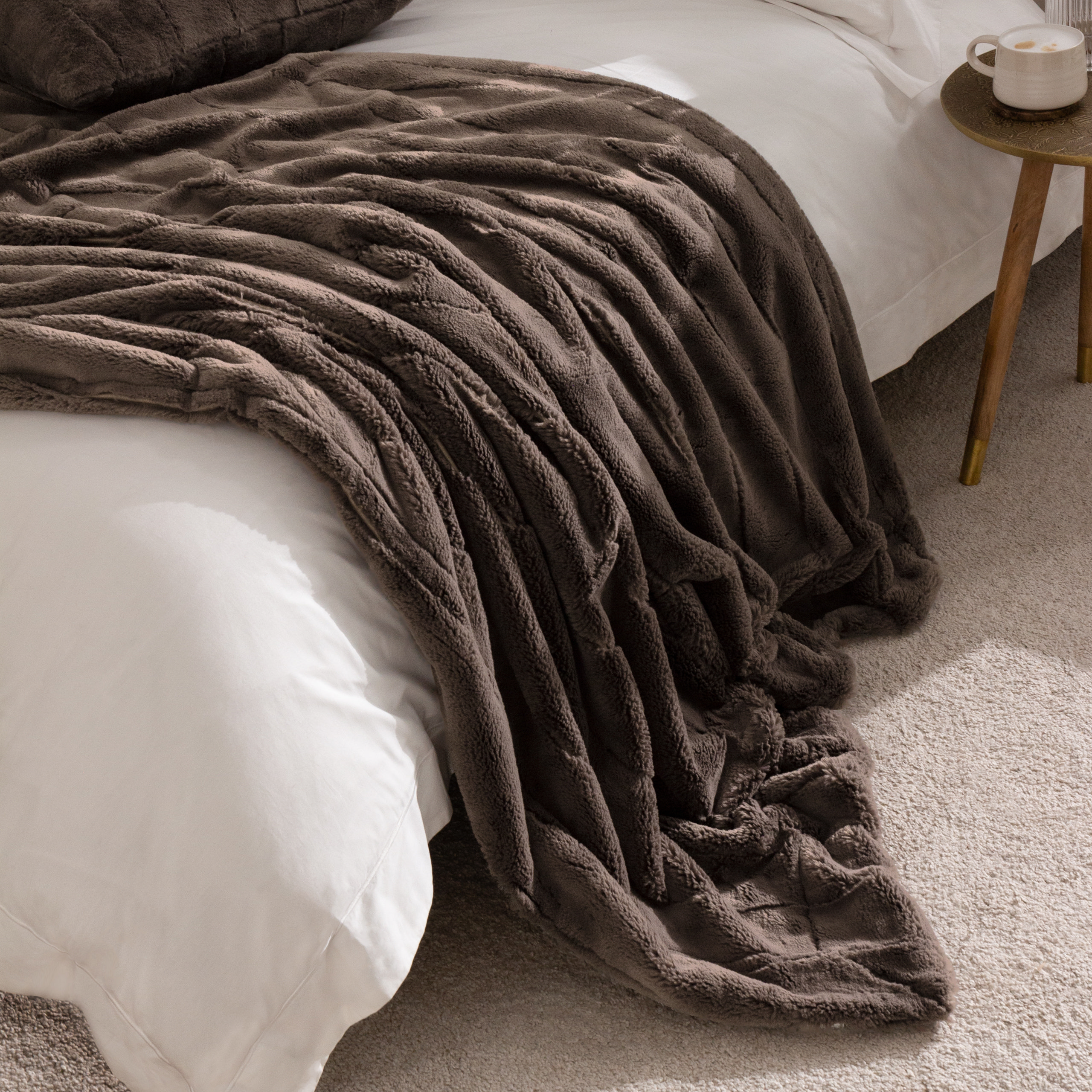 Taupe Empress Faux Fur Throw 140x200cm | MFI
