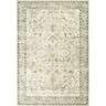 cut out on white background of sage and yellow floral vintage rug