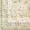 close up swatch image of sage and yellow rug with floral patterns