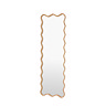 image cut out on white background of wavy light oak tall free standing mirror