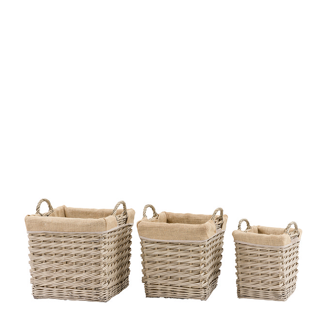 Etta set of 3 square lined baskets