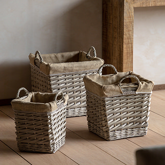 Etta set of 3 square lined baskets