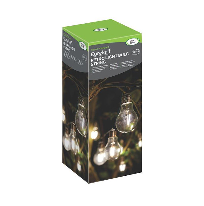 image cut out on white background of box of set of 10 retro lightbulbs