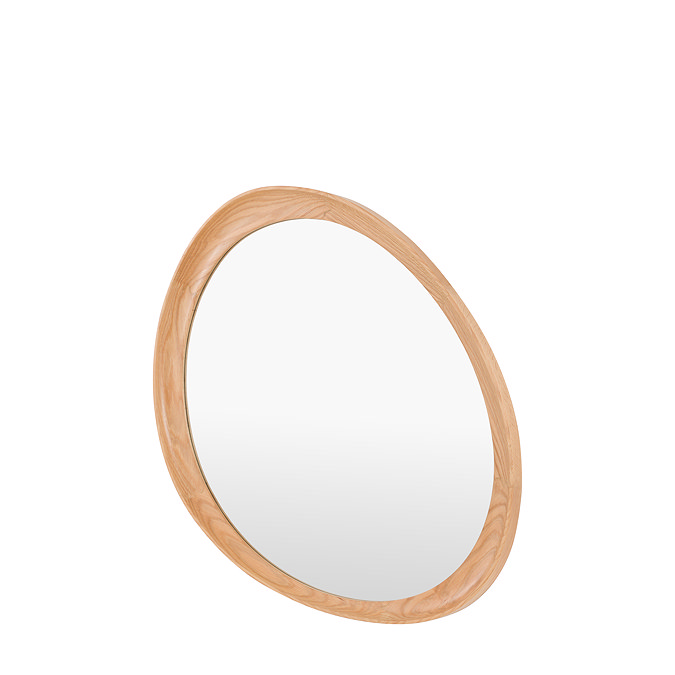image cut out on white background of wooden pebble mirror