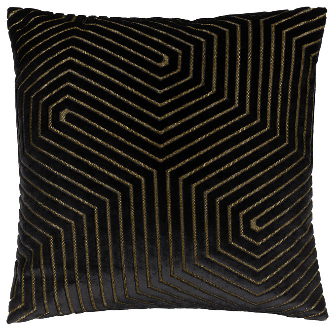 black square cushion with geometric detailing, cut out on white background
