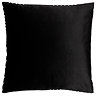 black velvet reverse of square cushion, cut out on white background.