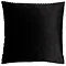 black velvet reverse of square cushion, cut out on white background.