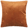 square brick coloured cushion with geometric detailing, cut out on white background