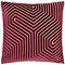 burgundy red square cushion with geometric detailing, cut out on white background