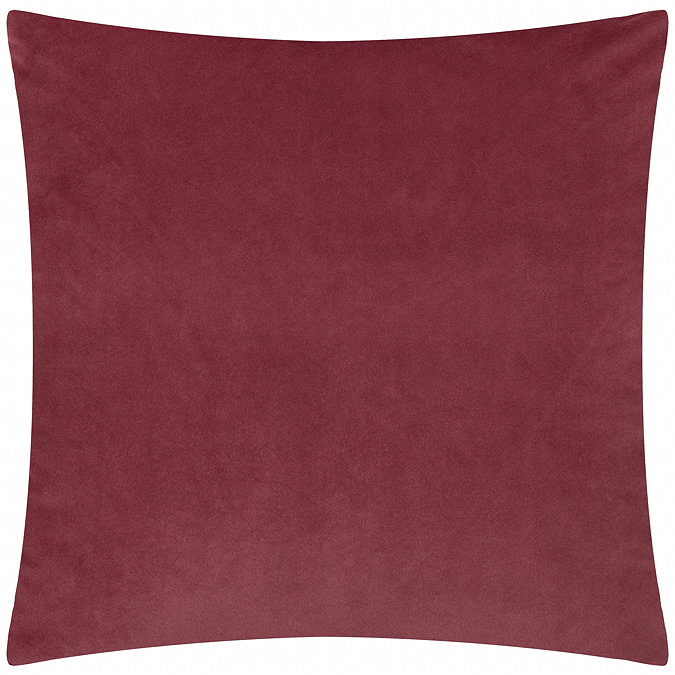 back of burgundy cushion, plain velvet, cut out on white background