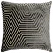 front image of charcoal grey square cushion with geometric pattern, cut out on white background
