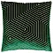front image of emerald green cushion with geometric detail, cut out on white background