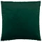 image of reverse velvet of emerald green square cushion, cut out on white background.