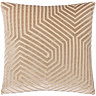 mink brown square cushion with geometric detailing, cut out on white background