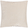 front image of oyster cream square cushion with geometric detailing, cut out on white background