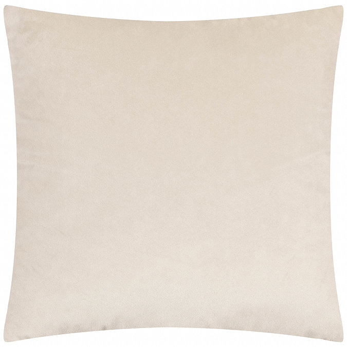image of velvet reverse of oyster coloured cushion