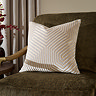 image of 45x45cm oyster cream cushion sat on dark khaki chair