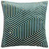 teal green cushion with geometric detailing, cut out on white background
