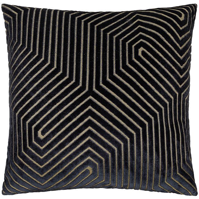 black square cushion with geometric detailing, cut out on white background