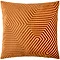 brick coloured square cushion with geometric detailing, cut out on white background