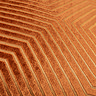 close up of pattern on brick orange cushion with gold geometric cut detail