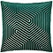 emerald green square cushion with geometric detailing, cut out on white background