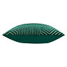 side on image of emerald green cushion with geometric detail