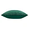 side on image of emerald green cushion with geometric detail