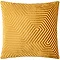 gold square cushion with geometric detailing, cut out on white background