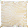 ivory square cushion with geometric detailing, cut out on white background