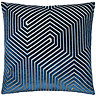 square navy blue cushion with geometric detailing, cut out on white background
