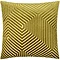 olive green square cushion with geometric detailing, cut out on white background