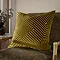 square olive cushion sat on a chenille khaki green chair with wooden armrests