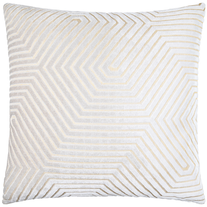 image of square oyster cream cushion with geometric detailing, cut out on white background