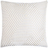 image of square oyster cream cushion with geometric detailing, cut out on white background