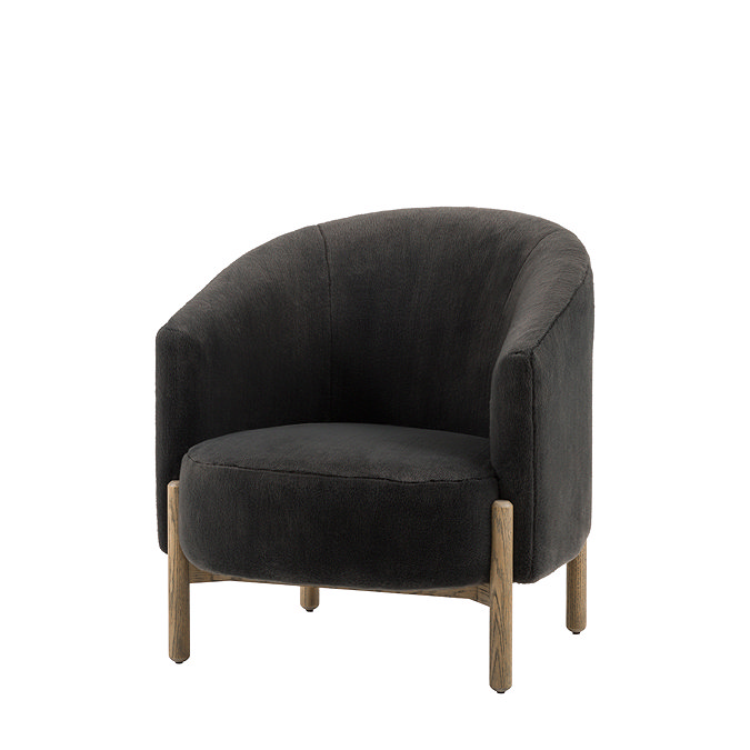 image cut out of graphite grey deep seat accent chair with ash wood legs