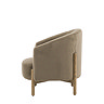 side on cut out of soft khaki accent chair with ash wood legs