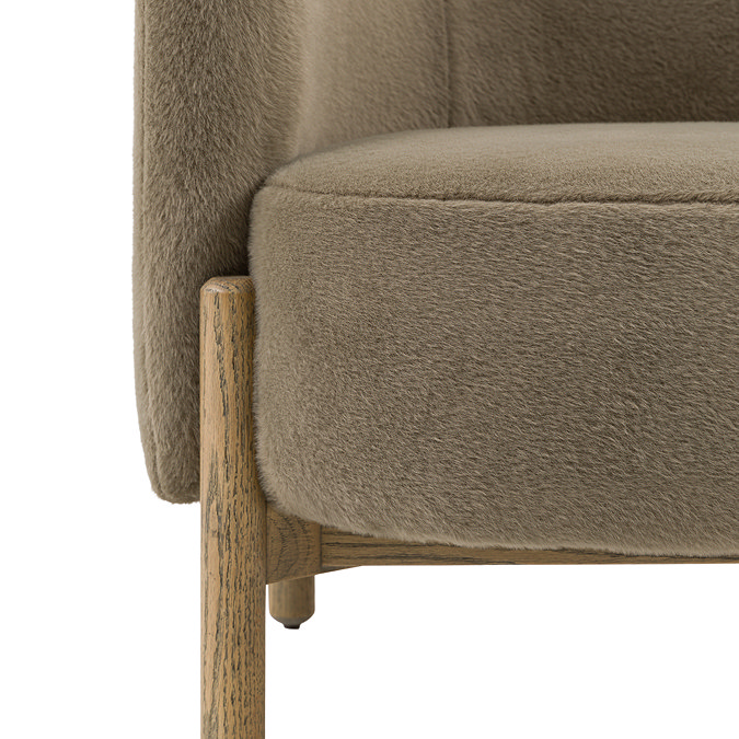 close up image of seat depth of khaki accent chair