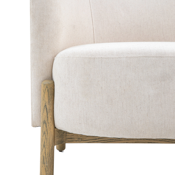front on image of seat depth on natural coloured fabric accent chair