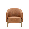 front on cut out image of brown leather accent chair with oak legs