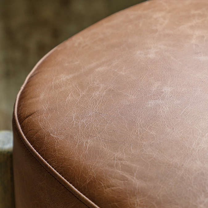 Ezra leather footstool