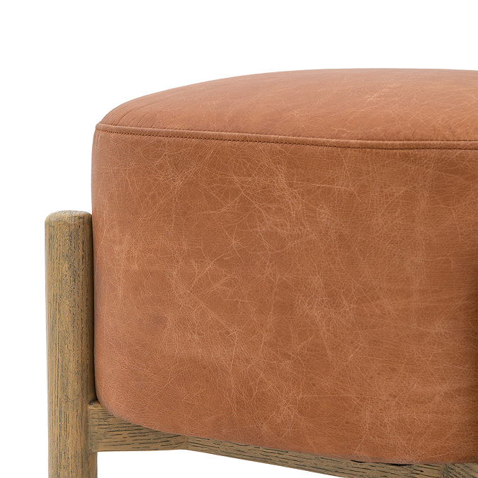 Ezra leather footstool